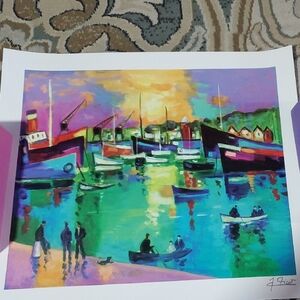 Vibrant Abstract Harbor Art Print